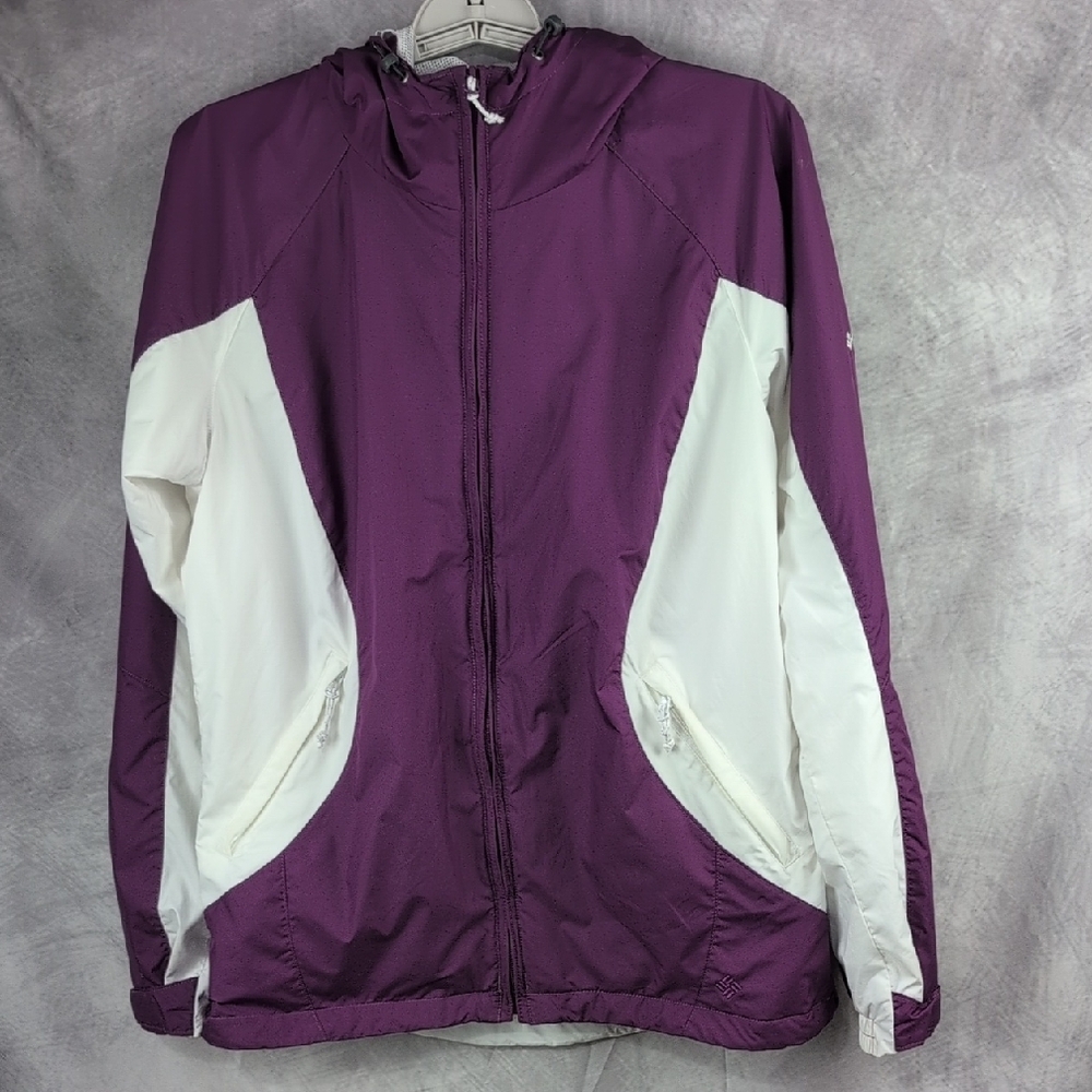 Columbia Women's Purple & White Hooded Windbreaker - Size Medium​